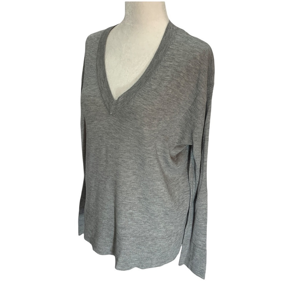 𝅺zara Knit Lightweight Grey V-Neck Sweater Oversized Size S - Picture 5 of 8